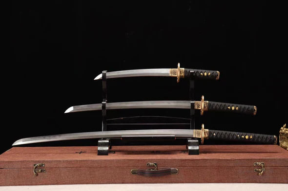 Pack Katana & Tanto & Wakizashi - Nomu - Damascus steel & Genuine Hamon